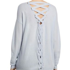 AQUA Cashmere Lace-Up Back Cashmere Sweater